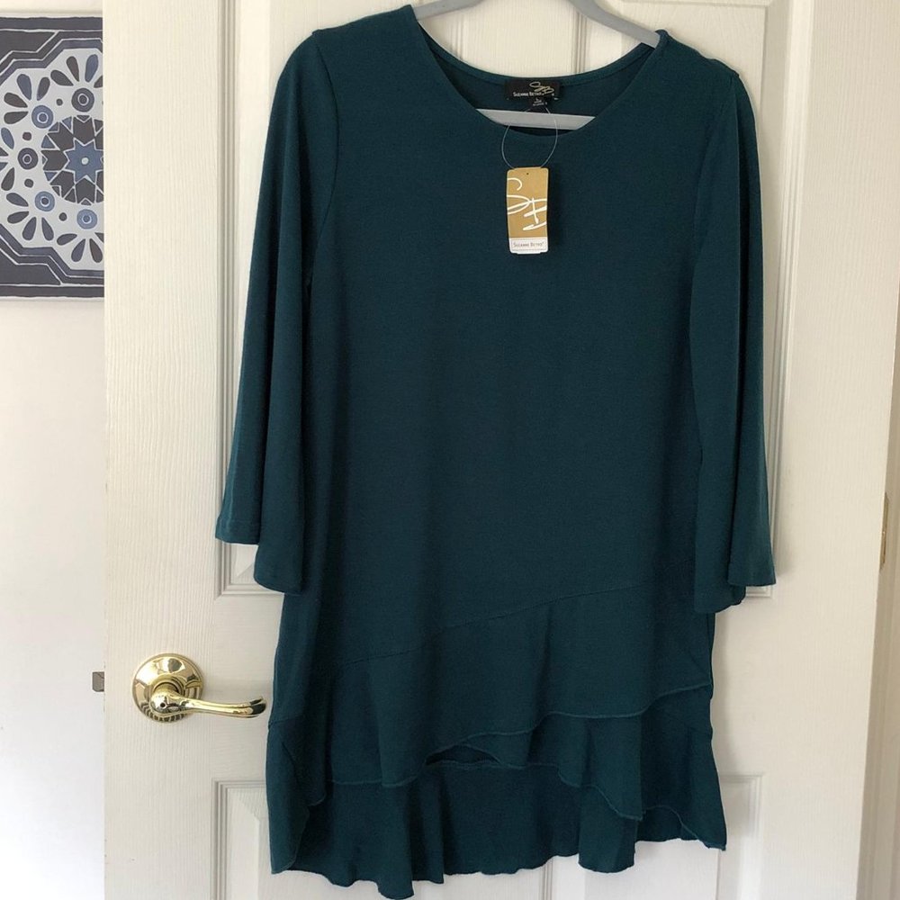 Turquoise 3/4 bell sleeve flowy tunic